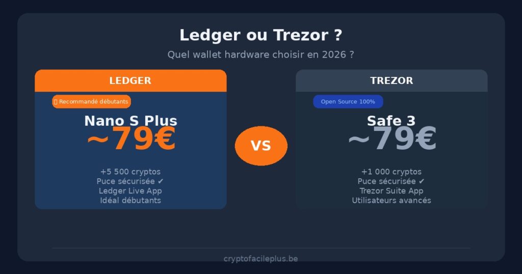 Ledger vs Trezor 2026 - comparatif des meilleurs wallets hardware crypto